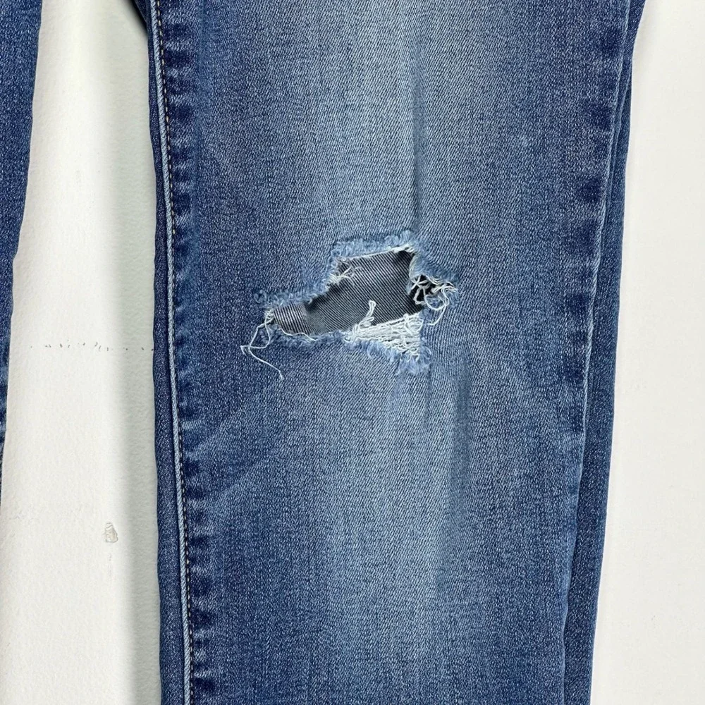 Old Navy Rockstar Mid-Rise‎ Skinny Jeans Blue Distressed 10 Long Stretch Denim